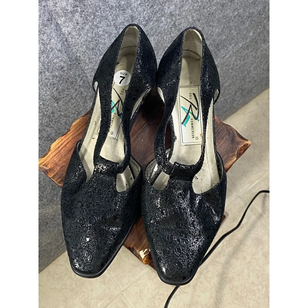 RFS Rommerson Glitter T-Strap Heels 7‎ Y2K Cabaret Party Shoes Vintage Glam